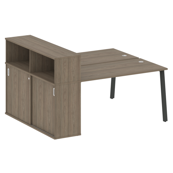 Рабочая станция с шкафом-купе на А-образном м/к Metal System Style БА.РС-СШК-2.3 Т 1810x1475x1098 (Вяз/Антрацит металл)