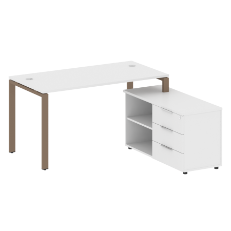 Рабочая станция с опорной тумбой правая Metal System Style БП.РС-СТС-2.3 Пр 1500x1520x750 (Белый/Мокко металл)