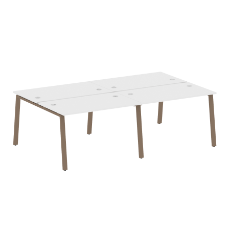 Рабочая станция на 4 рабочих места на А-образном м/к Metal System Style БА.СМ-4.2 2400x1475x750 (Белый/Мокко металл)