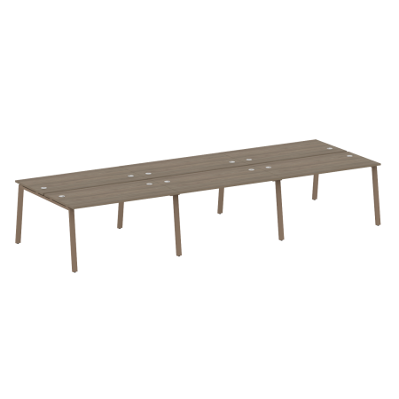 Рабочая станция на 6 рабочих места на А-образном м/к Metal System Style БА.СМ-6.3 4200x1475x750 (Вяз/Мокко металл)