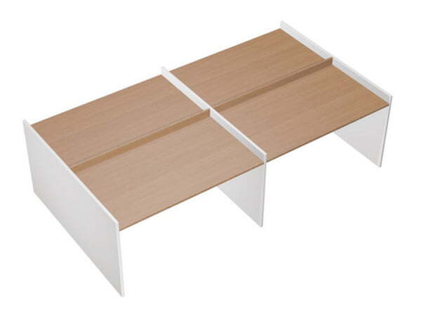 Рабочая станция на опорах ДСП (4х160) Profiquadro КВ 1406-2 БВ 3275x1570x835 (Белый премиум / Вишня скандинавская)