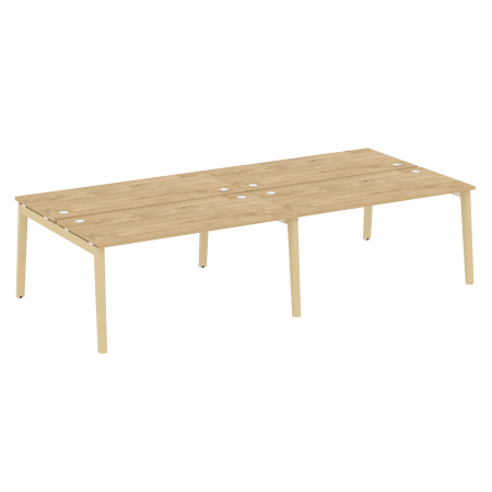 Рабочая станция на деревянных опорах Onix Wood OW.D.RS-4.4.7 3160x1475x750 (Тиквуд Светлый/Дуб Светлый)