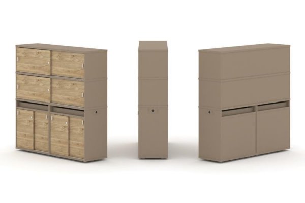 Тумба двойная + высокая надставка ES.NB.2V-8 (1500х410х1520) (Латте/Тиквуд Светлый)