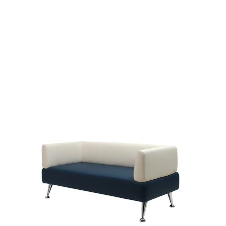 Диван офисный Норд (V-700) 2-х местный с подлокотниками (Белый/синий)