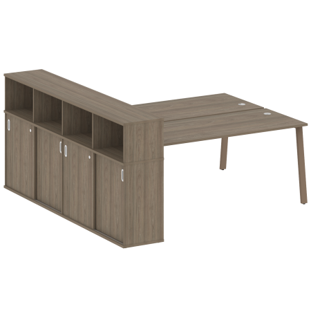 Рабочая станция с шкафом-купе на А-образном м/к Metal System Style БА.РС-СШК-4.5 Т 2210x2332x1098 (Вяз/Мокко металл)
