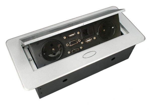 Блок розеток прямоугольный врезной с откидным механизмом Speech БРП-1 265x130x70 (Темный)