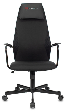 Кресло игровое Zombie ONE черный с подголов. крестов. металл (Черный) Кресло игровое Zombie ONE черный с подголов. крестов. металл (Черный)