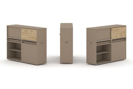 Тумба двойная + низкая надставка ES.NB.2N-13 (1500х410х1135) (Латте/Тиквуд Светлый)