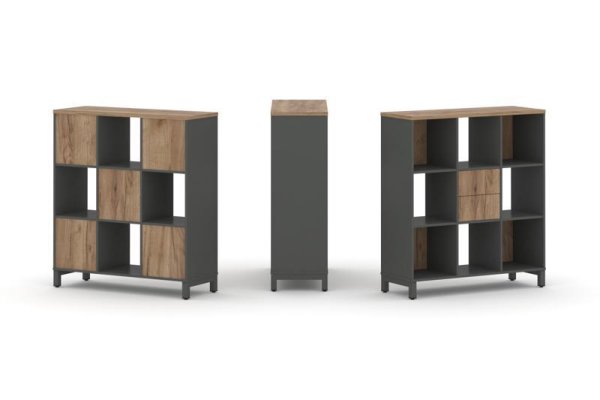 Набор стеллажа 1 сторонний, 3 яруса SN.NS-331 (1121х400х1248) (Антрацит/Дуб Табак/Металл Антрацит) Набор стеллажа 1 сторонний, 3 яруса SN.NS-331 (1121х400х1248) (Антрацит/Дуб Табак/Металл Антрацит)