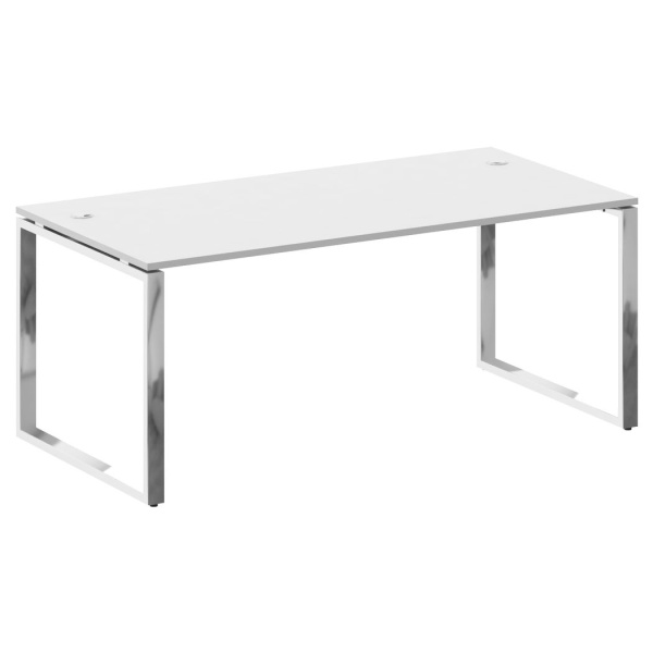 Стол рабочий руководителя на О-обр. м/к 1800x900x750 (Белый/Нерж. Сталь)