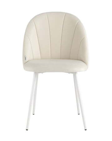 Стул Логан велюр молочный белые ножки (Стул Логан молочный)
