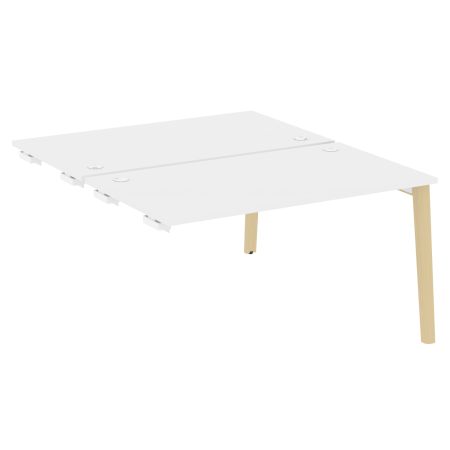 Стол-приставка двойной на деревянных опорах Onix Wood OW.D.SPR-3.8 1380x1635x750 (Белый Бриллиант/Дуб Светлый)