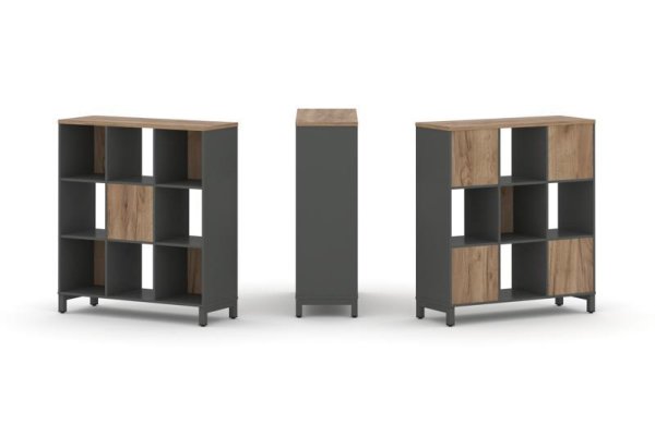 Набор стеллажа 2-х сторонний, 3 яруса SN.NSD-331 (1121х400х1248) (Антрацит/Дуб Табак/Металл Антрацит) Набор стеллажа 2-х сторонний, 3 яруса SN.NSD-331 (1121х400х1248) (Антрацит/Дуб Табак/Металл Антрацит)