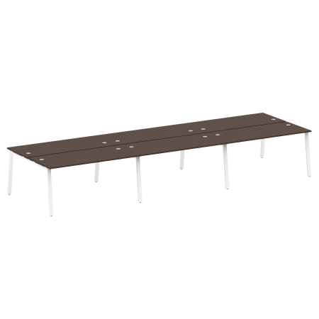 Рабочая станция на 6 рабочих места на А-образном м/к Metal System Style БА.СМ-6.4 4800x1475x750 (Венге Цаво/Белый металл)