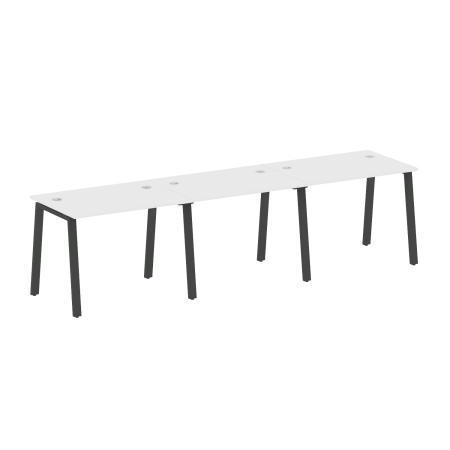 Рабочая станция на 3 рабочих места на А-образном м/к Metal System Style БА.СМ-3.1 3000x720x750 (Белый/Антрацит металл)