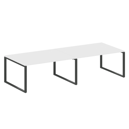 Переговорный стол 2 столешницы Metal System Style БО.ПРГ-2.4 3200x1235x750 (Белый/Антрацит металл)