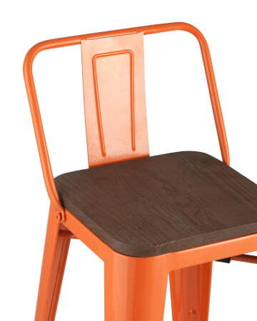 Стул полубарный TOLIX WOOD со спинкой оранжевый глянцевый (Стул полубарный Tolix оранжевый)