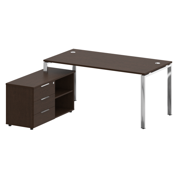 Стол для руководителя с тумбой левый БГ.СРТ-4.8 (L) 1700x1620x750 (Венге Цаво/Нерж. Сталь) Стол для руководителя с тумбой левый БГ.СРТ-4.8 (L) 1700x1620x750 (Венге Цаво/Нерж. Сталь)