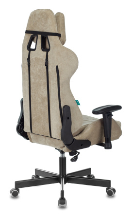 Кресло игровое Zombie VIKING KNIGHT Fabric песочный Light-21 с подголов. крестов. металл (Песочный)