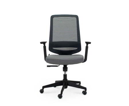 Кресло офисное / Лондон офис LB / черный пластик / серая сетка / серая ткань (Серый)
