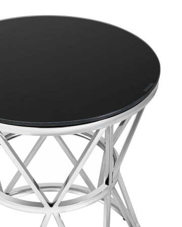 Журнальный стол 50*50 ВИВА серебро стекло черное (Журнальный стол Вива серебристый)