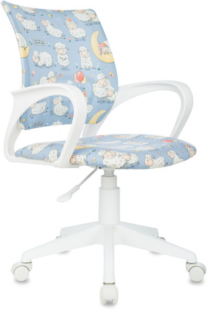 Кресло детское BUROKIDS 1 W голубой овечки крестов. пластик пластик белый (Мультиколор)