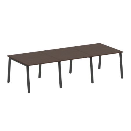 Стол для переговоров (3 столешницы) на А-образном м/к Metal System Style БА.ПРГ-3.1 3000x1235x750 (Венге Цаво/Антрацит металл)