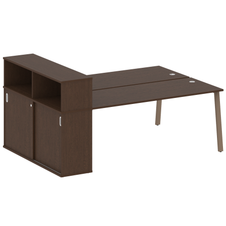 Рабочая станция с шкафом-купе на А-образном м/к Metal System Style БА.РС-СШК-2.5 Т 2210x1475x1098 (Венге Цаво/Мокко металл)