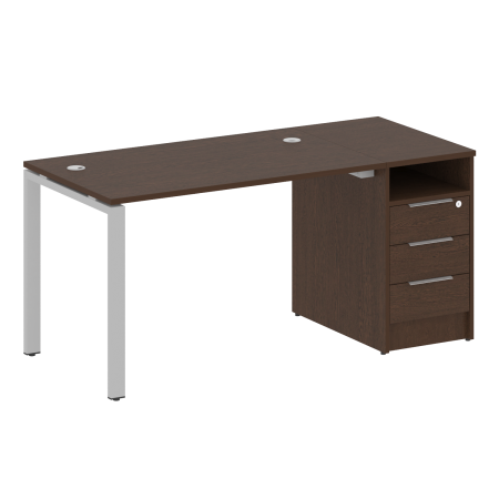 Рабочая станция с опорной тумбой Metal System Style БП.РС-СТП-1.2 1612x720x750 (Венге Цаво/Серый металл)