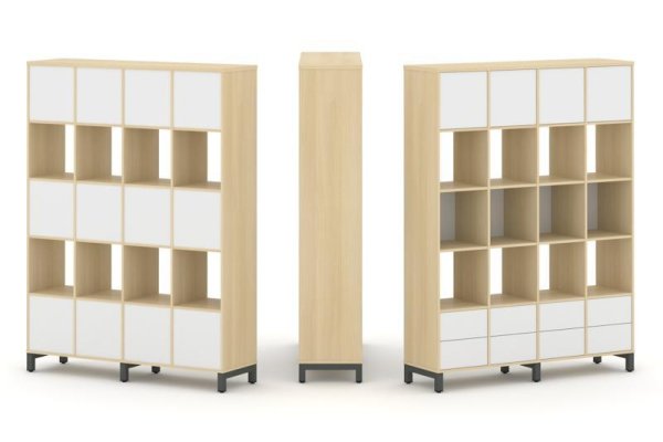 Набор стеллажа 1 сторонний, 5 ярусов SN.NS-541 (1488х400х1982) (Акация Лорка/Белый/Металл Антрацит)