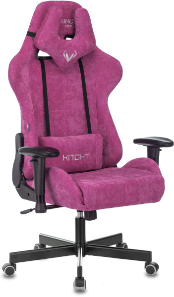 Кресло игровое Zombie VIKING KNIGHT Fabric малиновый Light-15 с подголов. крестов. металл (Малиновый)