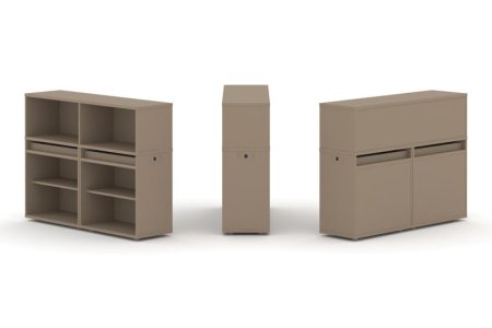 Тумба двойная + низкая надставка ES.NB.2N-1 (1500х410х1135) (Латте)