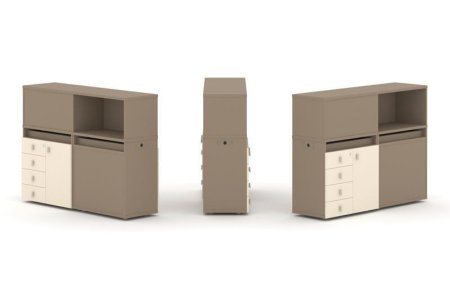Тумба двойная + низкая надставка ES.NB.2N-15 (1500х410х1135) (Латте/Сатин)