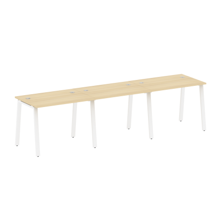 Рабочая станция на 3 рабочих места на А-образном м/к Metal System Style БА.СМ-3.1 3000x720x750 (Акация/Белый металл)