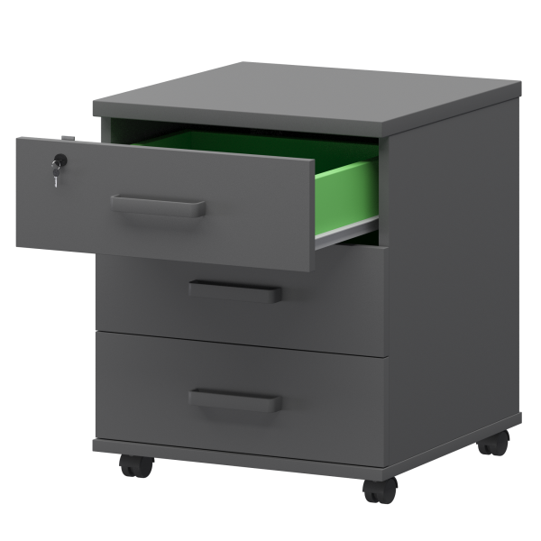 Тумба подкатная с центральным замком Смарт СМТ-3ПЦ 434x450x620 (Графит)