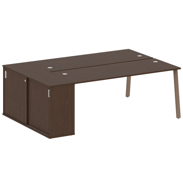 Рабочая станция с шкафом-купе на А-образном м/к Metal System Style БА.РС-СШК-1.5 Т 2210x1475x750 (Венге Цаво/Мокко металл)