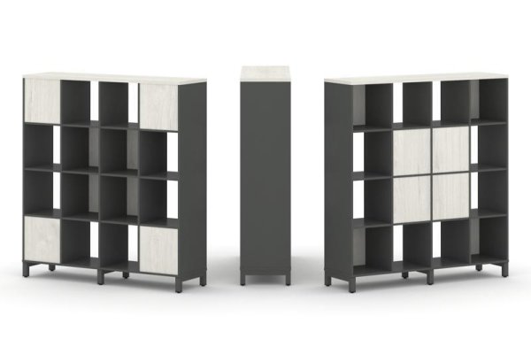 Набор стеллажа 2-х сторонний, 4 яруса SN.NSD-441 (1488х400х1615) (Антрацит/Дуб Наварра/Металл Антрацит)