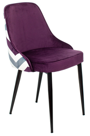 Стул для кухни KF-5 фиолетовый зигзаг металл черный на ножках (KF-5/ZIG/VIOLET) (Фиолетовый)
