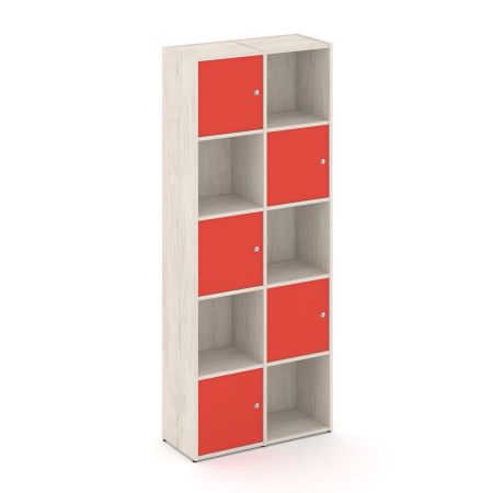 Стеллаж Locker Plus LK.K-008 798x350x1983 (Денвер Светлый | Красный)