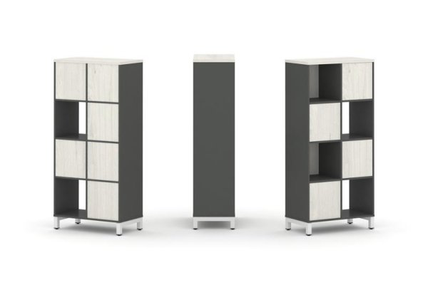 Набор стеллажа 1 сторонний, 4 яруса SN.NS-421 (754х400х1615) (Антрацит/Дуб Наварра/Металл Белый) Набор стеллажа 1 сторонний, 4 яруса SN.NS-421 (754х400х1615) (Антрацит/Дуб Наварра/Металл Белый)