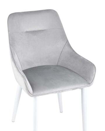 Стул Диана велюр серый ножки белые (Стул Диана серебристый)