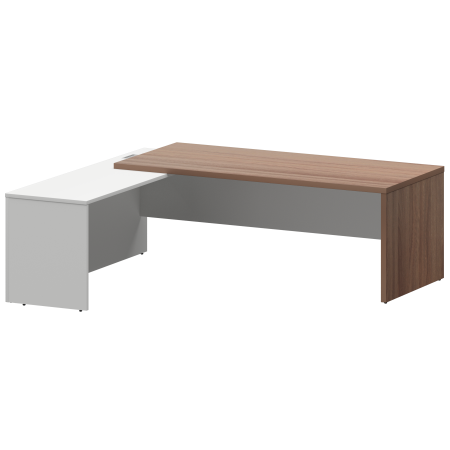 Стол руководителя левый Кортез KZP-22L 2200x2000x750 (Темный шимо/Белый)
