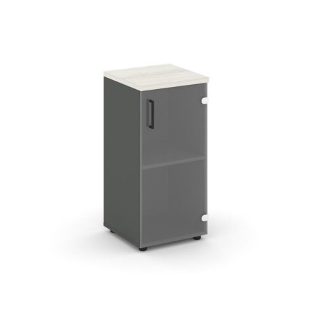 Шкаф низкий узкий SN.STU.E-302(R) (400х400х833) (Антрацит/Дуб Наварра/Прозрачный)