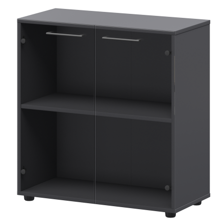 Шкаф низкий со стеклом Кортез СМШ28S 792x380x811 (Графит)