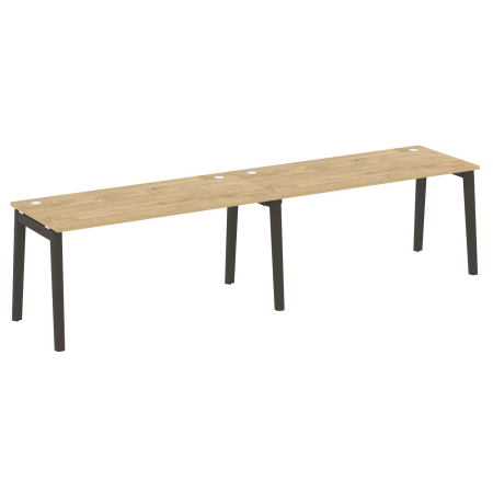Рабочая станция на деревянных опорах Onix Wood OW.RS-2.4.7 3160x720x750 (Тиквуд Светлый/Дуб Темный)