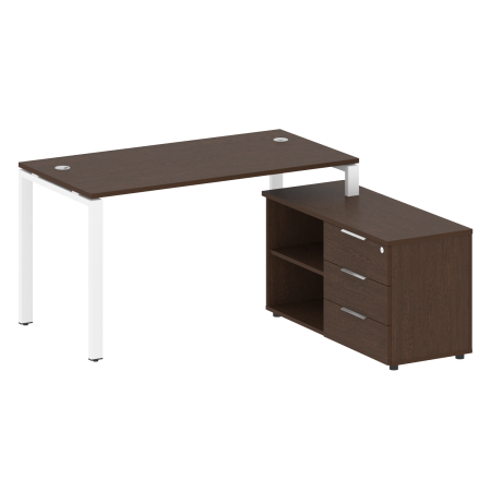 Рабочая станция с опорной тумбой правая Metal System Style БП.РС-СТС-2.3 Пр 1500x1520x750 (Венге Цаво/Белый металл)