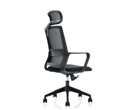 Кресло офисное / Практик LB / черный пластик / черная сетка / черная ткань (Черный)