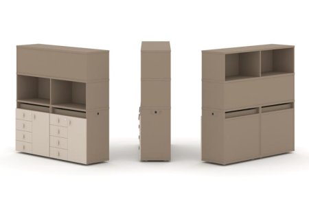Тумба двойная + высокая надставка ES.NB.2V-4 (1500х410х1520) (Латте/Капучино)