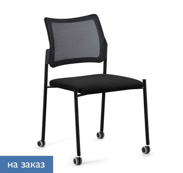 PINKO Mesh_black Кресло на колёсах без подлокотников (Черный/Черный/Черный)