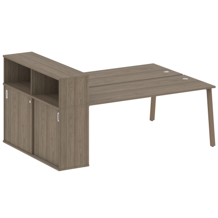 Рабочая станция с шкафом-купе на А-образном м/к Metal System Style БА.РС-СШК-2.5 Т 2210x1475x1098 (Вяз/Мокко металл)